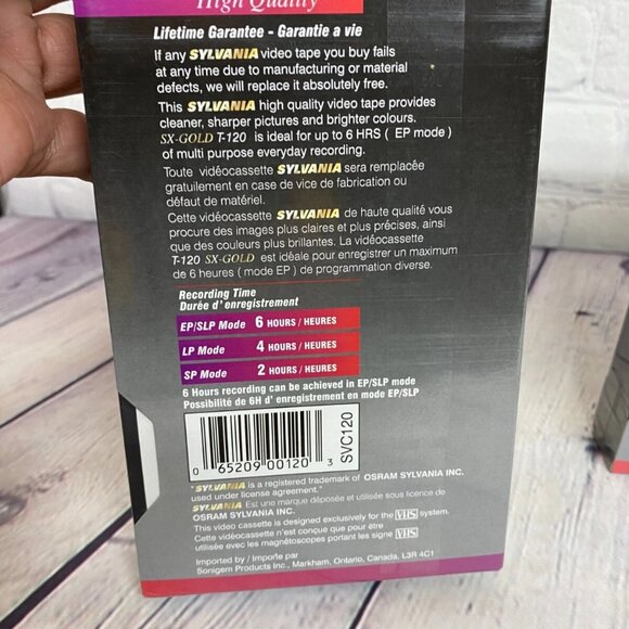 VCR VHS Cassette Tapes Blank Lot of 3 Mixed - Sylvania T-120 SX Gold - RCA T120 - Picture 3 of 4